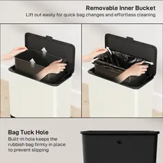 HOMCOM 8L Hanging Kitchen Bin, Rubbish bin with Lid and Removable Inner Bucket for Kitchen Cabinet Door, Under Sink, Office - 6