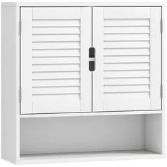 HOMCOM Bathroom Cabinet, Wall Mounted Storage Cabinet with Adjustable Shelves, 60 x 20 x 60 cm, White - 1