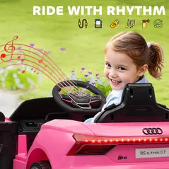 HOMCOM Audi Licensed 12V Kids Electric Ride-On, with Remote Control, Suspension System, Lights, Music, Motor - Pink - 9