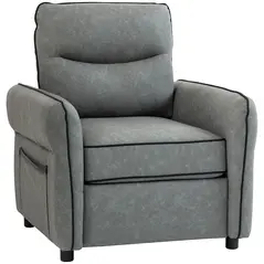 HOMCOM Accent Chair, Faux Leather Armchair - Grey - 1