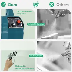 HOMCOM Airless Paint Sprayer, Thinning-Free Electric Paint Spray Gun for Walls, Fences & DIY Projects, 200 Bar High Pressure, 1.5L/min Flow Rate, 7.5m Hose, Indoor & Outdoor Use, Blue - 6