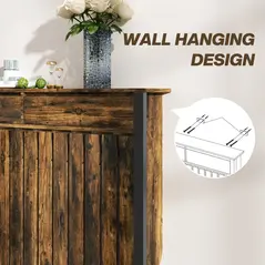 HOMCOM 93 x 119cm Rustic-Look Radiator Cover - Brown/Black - 6