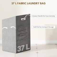 HOMCOM Bamboo Laundry Cabinet with Slatted Door, Bathroom Cabinet with Tilt-Out Hamper and Removable Liner Bag, 40 x 30D x 95 cm, Natural Wood Finish - 5