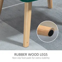 HOMCOM Armchair Accent Chair, Vanity Chair with Wide Arms, Slanted Back, Padding, Metal Frame, Wooden Legs, Home Bedroom Furniture Seating, Set of 2, Green - 6