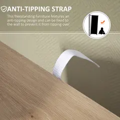 HOMCOM Bathroom Cabinet, Freestanding Storage Cabinet with 4 Drawers, Door Cupboard for Living Room, Kitchen, Bedroom, Natural - 7