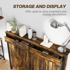 HOMCOM 93 x 119cm Rustic-Look Radiator Cover - Brown/Black - 4