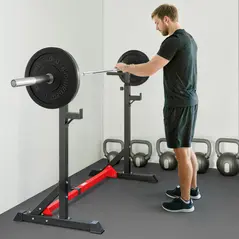 HOMCOM Barbell Rack, Width and Height Adjustable Dip Stand, Bench Press Rack for Home Gym Weight Lifting Fitness Workout, Max Load 150kg - 8