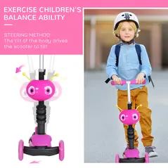 HOMCOM Adjustable Kids Toddler Scooter, with Removable Seat, Back Handle, Pink - 4