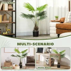 HOMCOM 94cm Artificial Palm Tree, Decorative Artificial Plant with Lifelike PEVA Leaves and Coconut Coir, Fake Tree with Plastic Pot and Flocking for Home Office Decor, Green - 5