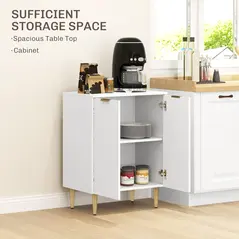 HOMCOM Adjustable Shelf Sideboard - White - 4