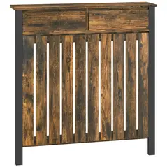 HOMCOM 93 x 88.5cm Rustic-Look Radiator Cover - Brown/Black - 1