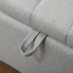 HOMCOM 92 x 31cm Linen-Look Storage Ottoman - Light Grey - 8