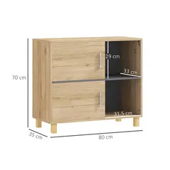 HOMCOM Bathroom Cabinet, Freestanding Bathroom Cabinet with Open Compartments and Double Doors - 3