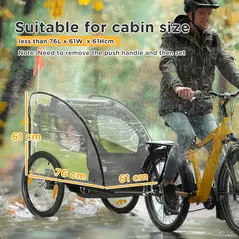 HOMCOM Baby Bike Trailer Cover, Anti Dust Rain Snow, Cold Wind, 76 x 61 x 61 cm - 3