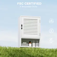 HOMCOM Bathroom Cabinet, Wall Mounted Storage Cabinet with Adjustable Shelves, 40 x 20 x 60 cm, White - 8