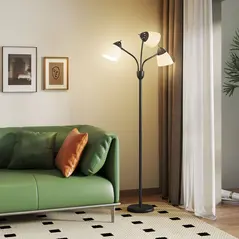 HOMCOM Arc Tree Floor Lamp with 3 Adjustable Rotating Lights and 3000K/4500K/6500K Colour Temperatures, Industrial Standing Lamp with Steel Frame for Bedroom Living Room, 155cm, Black - 2