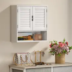 HOMCOM Bathroom Cabinet, Wall Mounted Storage Cabinet with Adjustable Shelves, 60 x 20 x 60 cm, White - 9