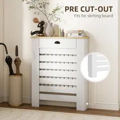 HOMCOM 95.5H x 78Wcm Radiator Cover, with Drawer - White - 4