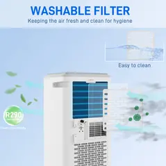 HOMCOM 9000 BTU Portable Air Conditioner, Smart Home WiFi Compatible, 4 in 1 Air Conditioning Unit, Dehumidifier, Fan with Remote, 24H Timer, Window Venting Kit, 20m², R290, A Energy Efficiency - 8