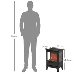 HOMCOM 900W/1800W Freestanding Electric Fireplace Room Heater w/ Adjustable Artificial Flame 3-Sided Tempered Glass Panels Safe Home Warmth Retro Faux Fire - 3