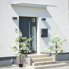 HOMCOM Artificial Plants Honeysuckle Flower in Pot Fake Plants with Curved Boots for Indoor Outdoor 15x15x150cm Set of 2 White - 2