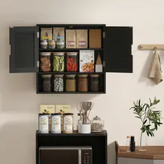 HOMCOM Bathroom Cabinet, Wall Mounted Storage Cabinet with Adjustable Shelves, 60 x 20 x 60 cm, Black - 8