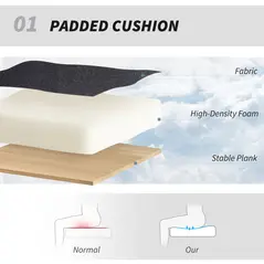 HOMCOM Armless Office Chair No Wheels, Linen Fabric Criss Cross Legged Desk Chair with Wide Seat, Thick Padding, Tilt Function, Height Adjustable Swivel Computer Seat for Home, Black - 4