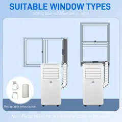 HOMCOM 9000 BTU Portable Air Conditioner, Smart Home WiFi Compatible, 4 in 1 Air Conditioning Unit, Dehumidifier, Fan with Remote, 24H Timer, Window Venting Kit, 20m², R290, A Energy Efficiency - 7
