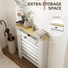 HOMCOM 95.5H x 78Wcm Radiator Cover, with Drawer - White - 6