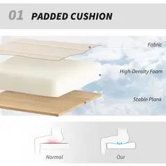 HOMCOM Armless Office Chair No Wheels, Linen Fabric Criss Cross Legged Desk Chair with Wide Seat, Thick Padding, Tilt Function, Height Adjustable Swivel Computer Seat for Home, Cream - 4