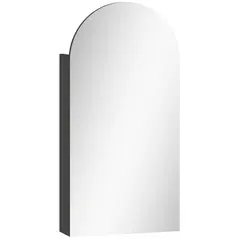 HOMCOM Arched Bathroom Mirror Cabinet with Adjustable Glass Shelves - Black - 1