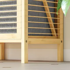 HOMCOM Bamboo Laundry Cabinet with Slatted Door, Bathroom Cabinet with Tilt-Out Hamper and Removable Liner Bag, 40 x 30D x 95 cm, Natural Wood Finish - 9