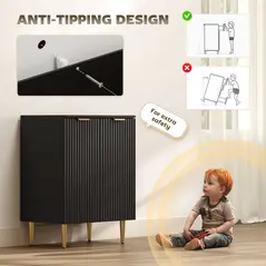 HOMCOM Adjustable Shelf Sideboard - Black - 7