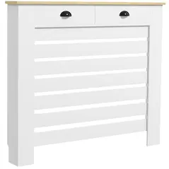 HOMCOM 95.5H x 111Wcm Radiator Cover, with Drawer - White - 1