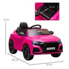 HOMCOM Audi RS Q8 6V Kids Electric Ride On Car Toy w/ Remote USB MP3 Bluetooth Pink - 3