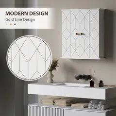 HOMCOM Bathroom Cabinet Wall Mounted, Bathroom Wall Cabinet Medicine Cabinet with 2 Doors, Adjustable Shelf, White - 6