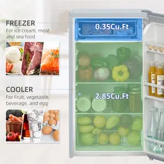 HOMCOM 91 Litre Freestanding Under Counter Fridge Freezer, Small Fridge with Chiller Box, Adjustable Thermostat, 47.5cm Wide, Grey - 4