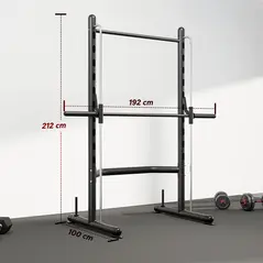 HOMCOM Adjustable Squat Rack, with Pull Up Bar, Barbell Bar for Home Gym - 3