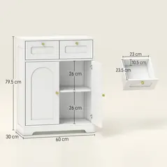 HOMCOM Bathroom Floor Cabinet with 2 Drawers - White - 3