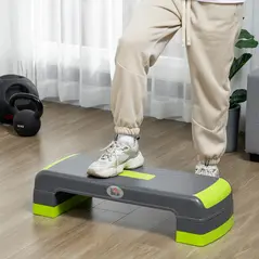HOMCOM Aerobic Step with 3-Level Adjustable Heights for Home, Office Exercise, Grey and Green - 2