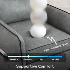 HOMCOM Accent Chair, Faux Leather Armchair - Grey - 4