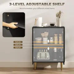 HOMCOM Adjustable Shelf Sideboard - Black - 5