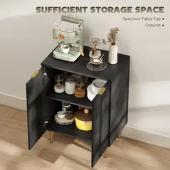 HOMCOM Adjustable Shelf Sideboard - Black - 4