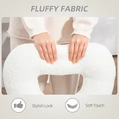 HOMCOM Armless Heart Computer Desk Chair, Teddy Fleece Swivel Office Chair, Makeup Vanity Chair with Height Adjustable, Wheels, for Home Study Bedroom, White - 5