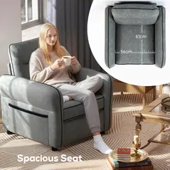 HOMCOM Accent Chair, Faux Leather Armchair - Grey - 5