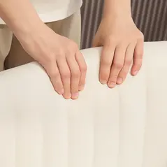 HOMCOM Armless Office Chair No Wheels, Linen Fabric Criss Cross Legged Desk Chair with Wide Seat, Thick Padding, Tilt Function, Height Adjustable Swivel Computer Seat for Home, Cream - 9