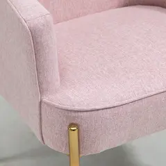 HOMCOM Accent Chair, Living Room Armchair, Vanity Chair with Gold Plating Metal Legs and Soft Padded Seat for Bedroom and Café, Set of 2, Pink - 9