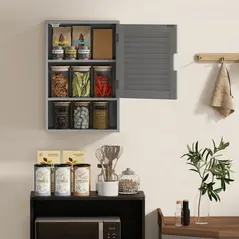 HOMCOM Bathroom Cabinet, Wall Mounted Storage Cabinet with Adjustable Shelves, 40 x 20 x 60 cm, Grey - 8