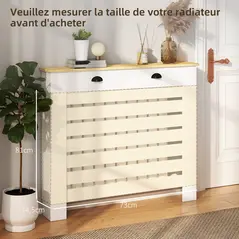 HOMCOM 95.5H x 111Wcm Radiator Cover, with Drawer - White - 7