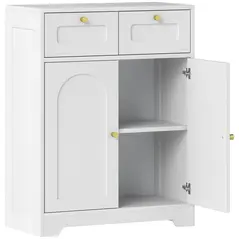 HOMCOM Bathroom Floor Cabinet with 2 Drawers - White - 1